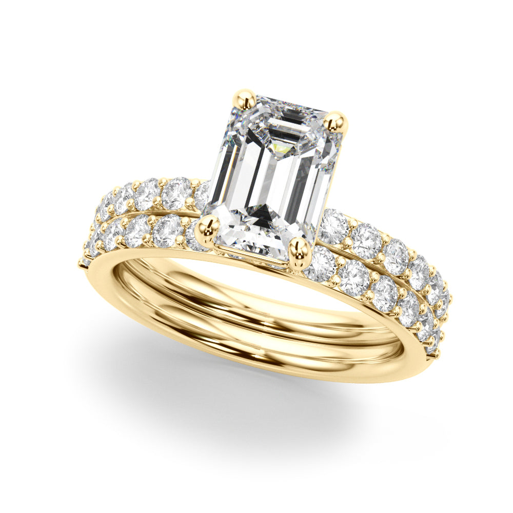 Emerald Cut Center Single Row Diamond Engagement Ring · 0.66 ct tw