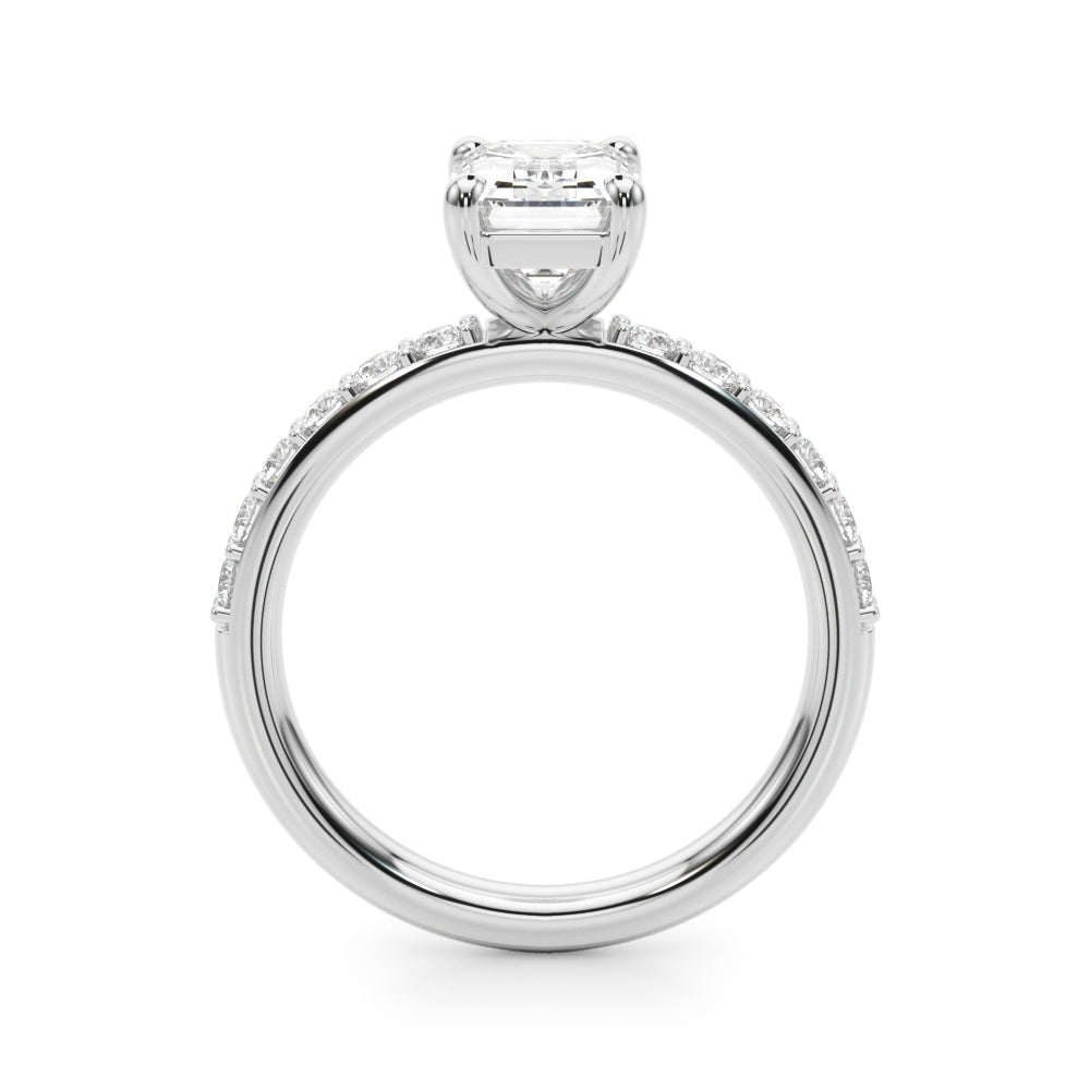 Emerald Cut Center Single Row Diamond Engagement Ring · 0.66 ct tw