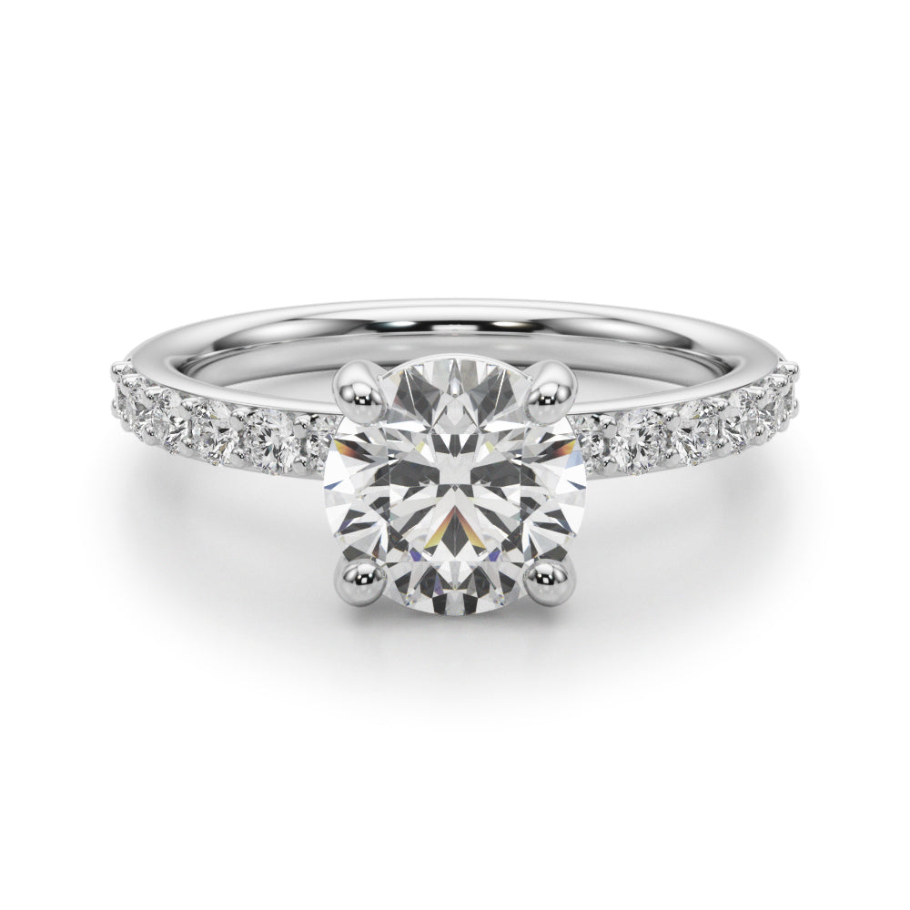 Round Center Single Row Diamond Engagement Ring · 0.86 ct tw