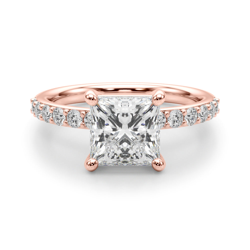 Square PC Center Single Row Diamond Engagement Ring · 0.77 ct tw