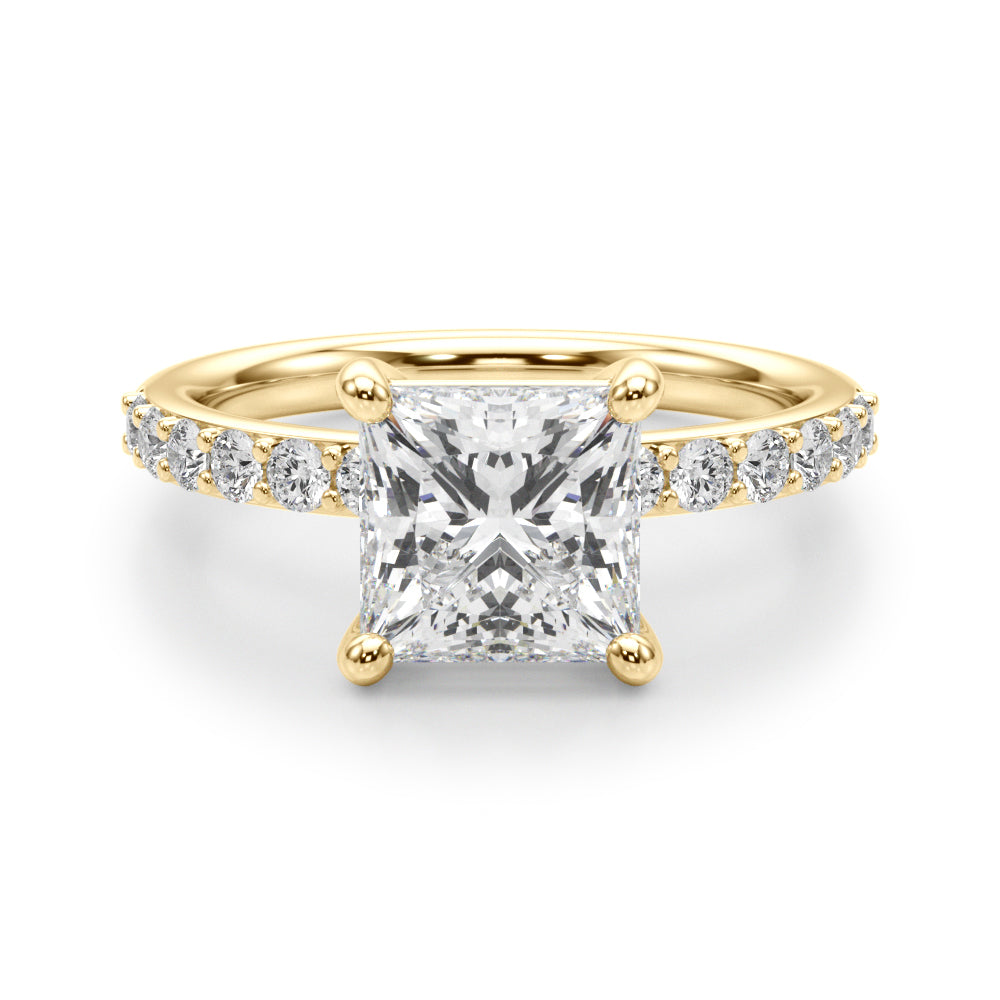 Square PC Center Single Row Diamond Engagement Ring · 0.77 ct tw