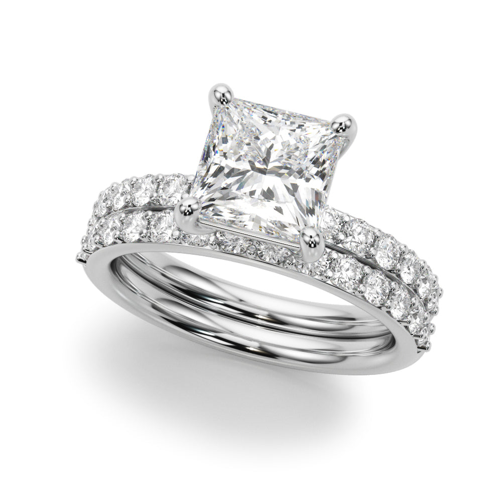 Square PC Center Single Row Diamond Engagement Ring · 0.77 ct tw
