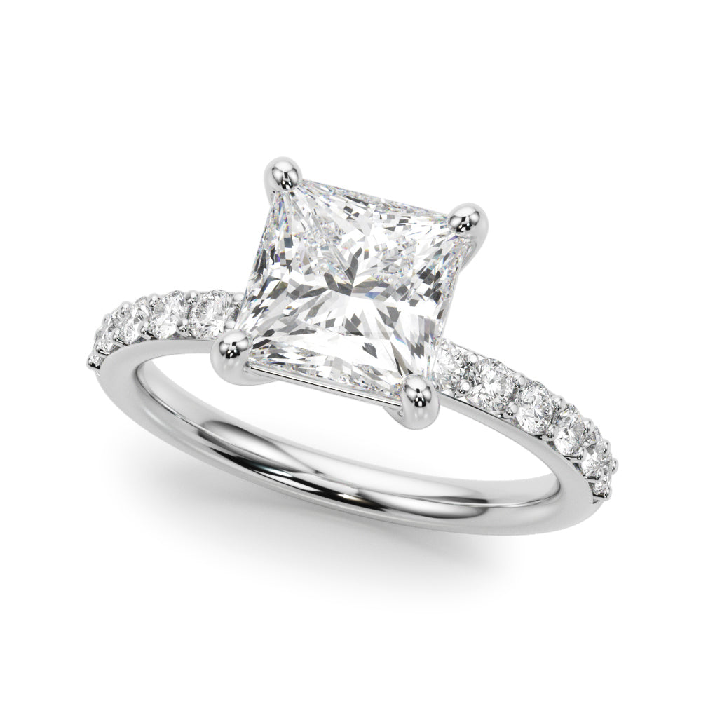 Square PC Center Single Row Diamond Engagement Ring · 0.77 ct tw