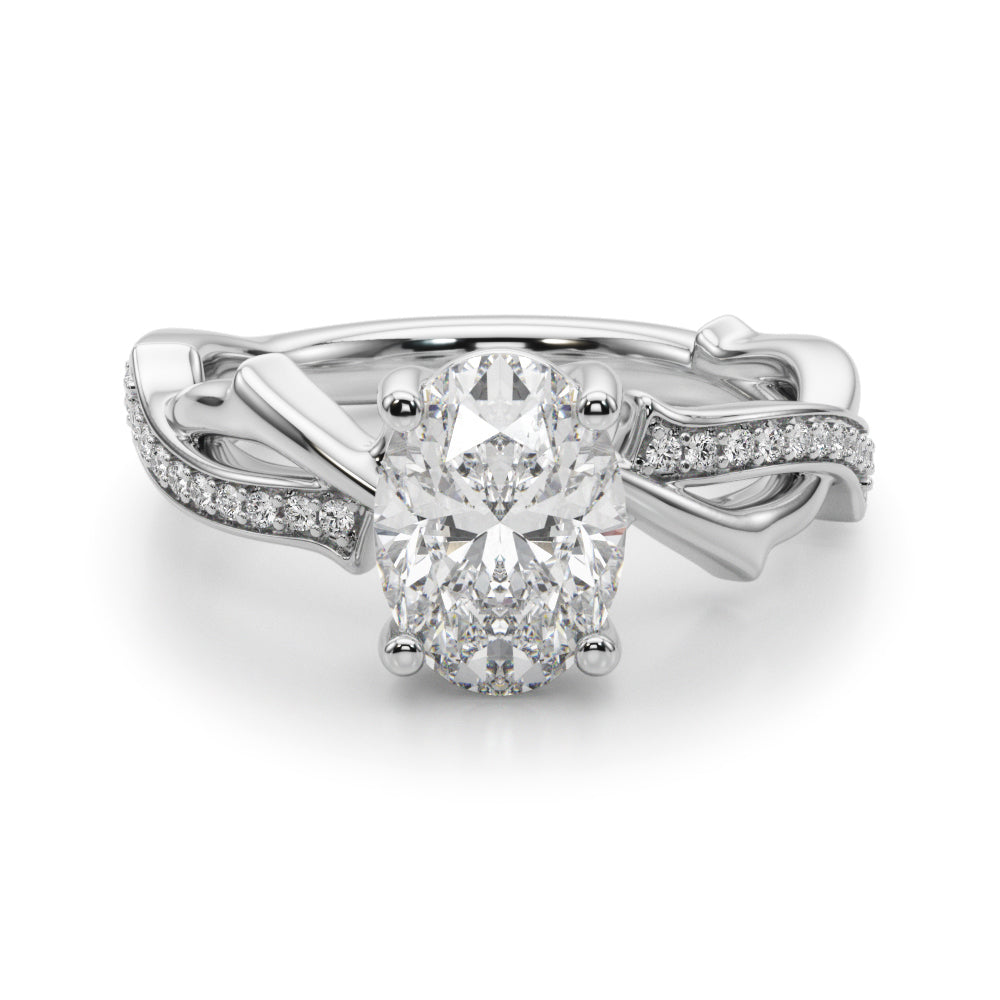 Oval Center Diamond Engagement Ring · 0.16 ct tw