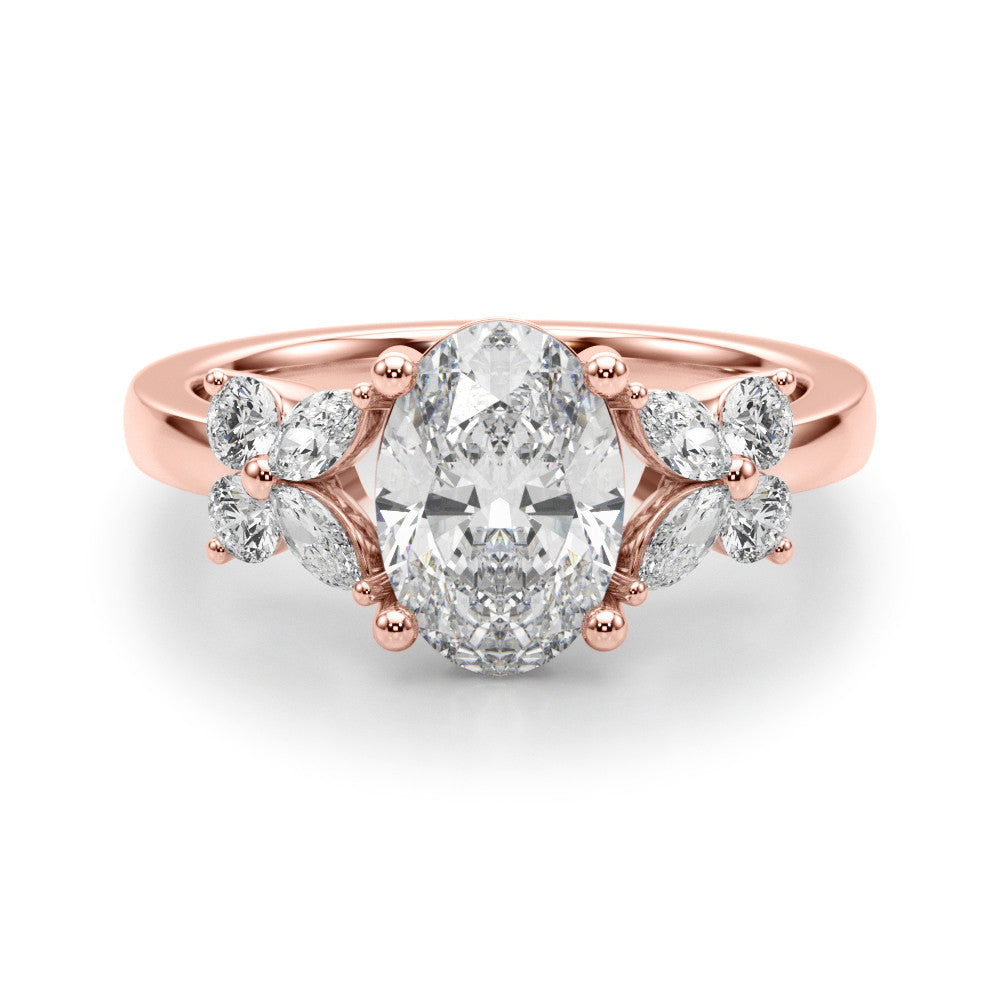 Oval Center Marquise & Round Diamond Engagement Ring · 0.52 ct tw