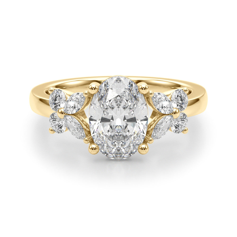 Oval Center Marquise & Round Diamond Engagement Ring · 0.52 ct tw