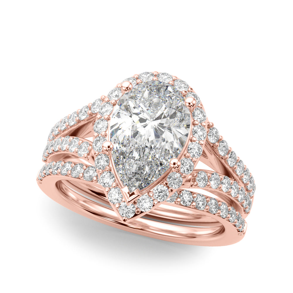 Pear Halo PS Center Split Shank Diamond Engagement Ring · 0.66 ct tw