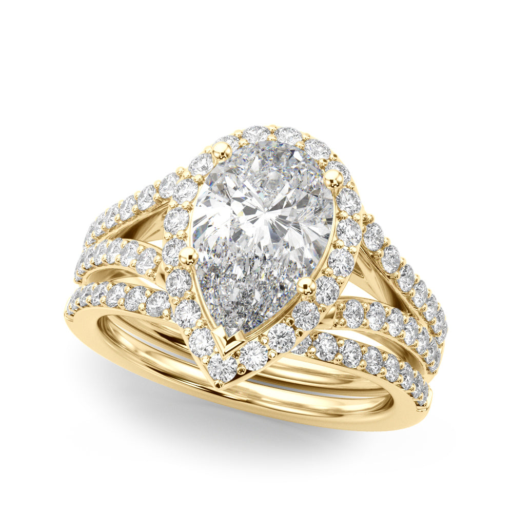Pear Halo PS Center Split Shank Diamond Engagement Ring · 0.66 ct tw