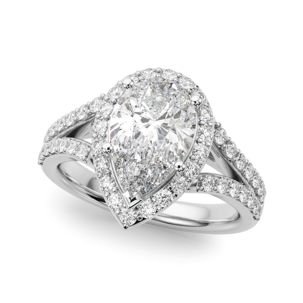 Pear Halo PS Center Split Shank Diamond Engagement Ring · 0.66 ct tw
