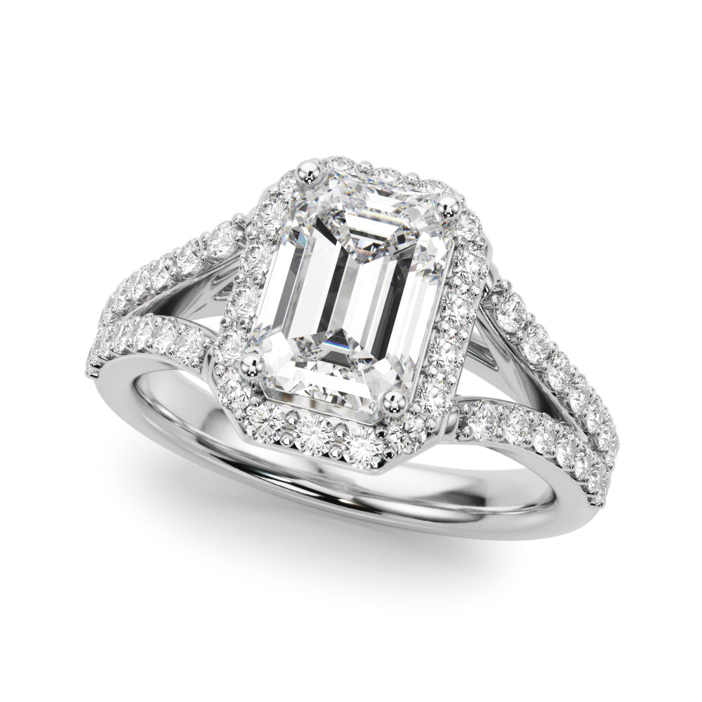 Emerald Halo Cut Center Split Diamond Engagement Ring · 0.72 ct tw