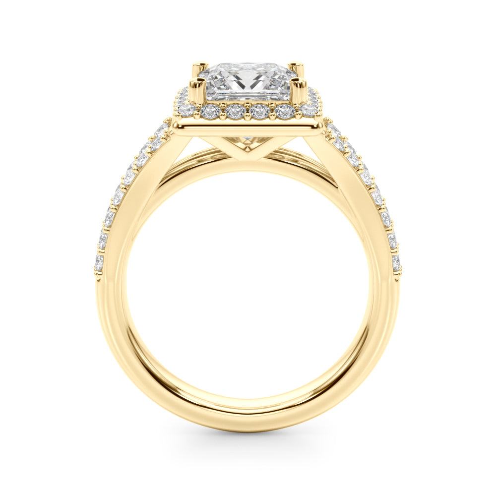 Square Halo PC Center Split Shank Diamond Engagement Ring · 3.28 ct tw
