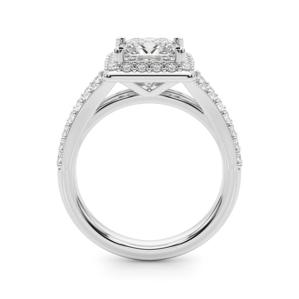Square Halo PC Center Split Shank Diamond Engagement Ring · 3.28 ct tw