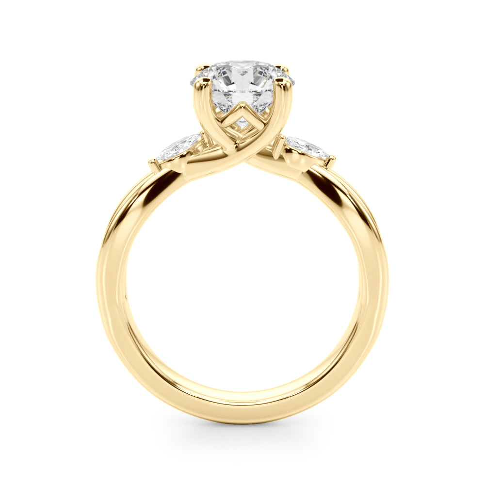 Round Center Marquise Sides Diamond Engagement Ring · 3.64 ct tw