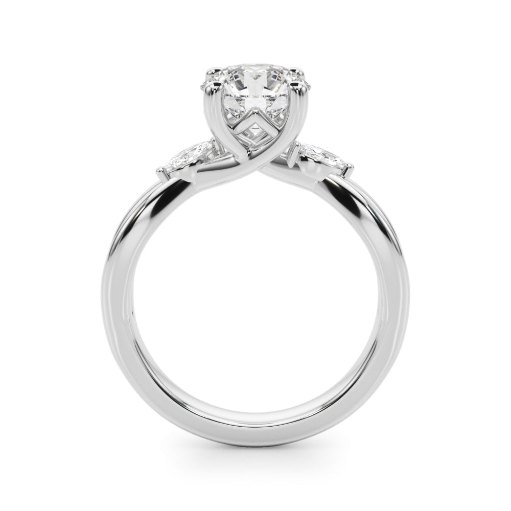 Round Center Marquise Sides Diamond Engagement Ring · 3.64 ct tw