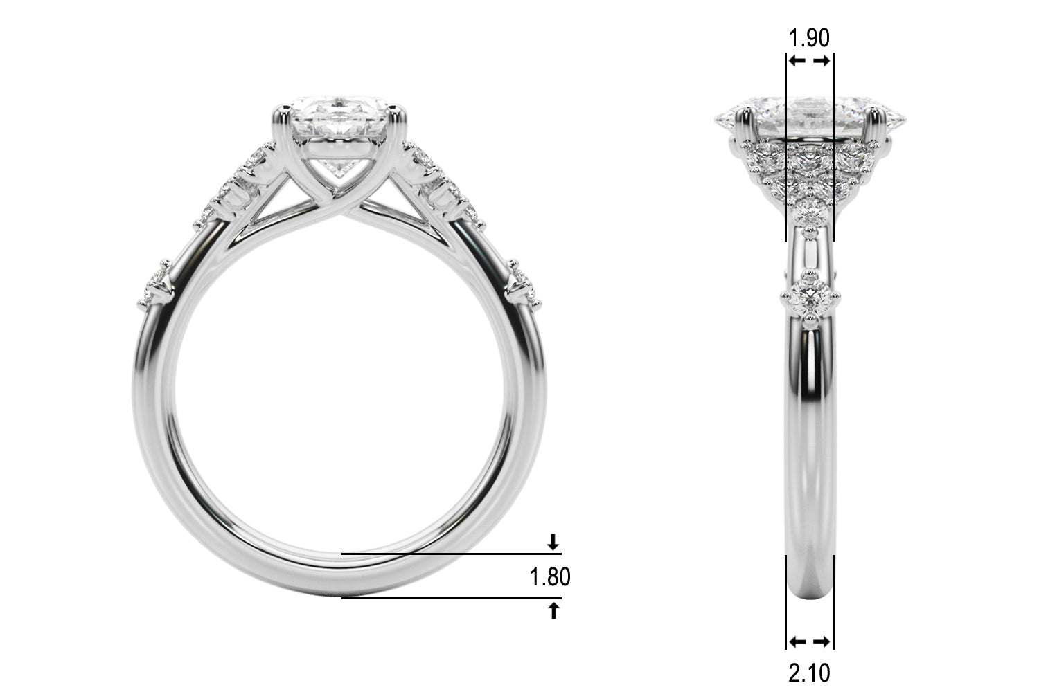 Oval Center Diamond Engagement Ring · 0.16 ct tw