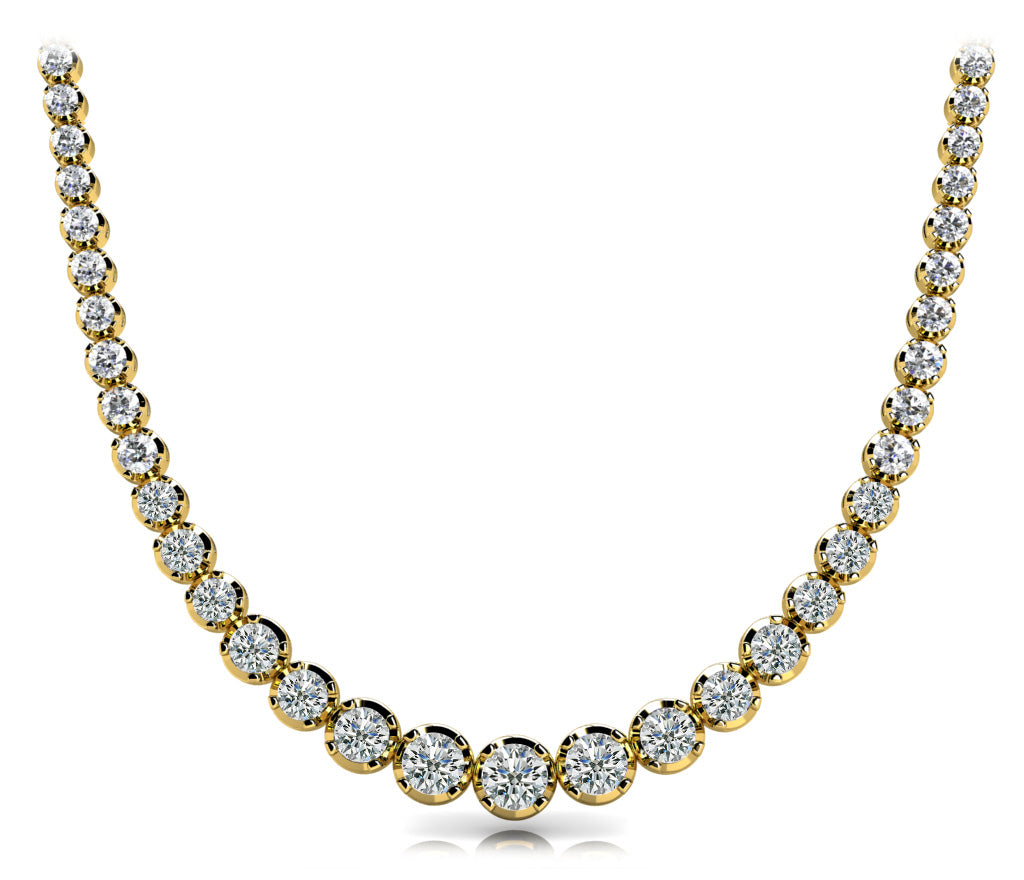 Low Base Basket 4 Prong Graduating Diamond Necklace · 9.15 ct tw