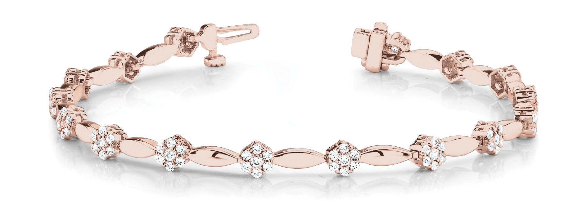 Marquise Cluster/solid Link Diamond Bracelet · 2.10 ct tw
