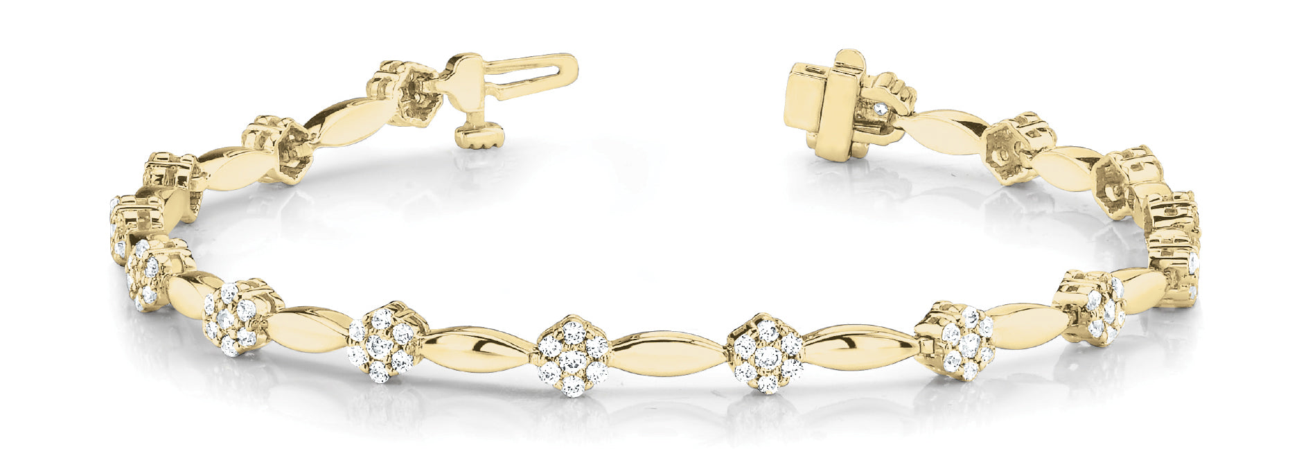 Marquise Cluster/solid Link Diamond Bracelet · 2.10 ct tw
