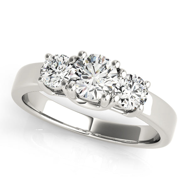 Round Three-Stone Diamond Engagement Ring · 0.96 ct tw