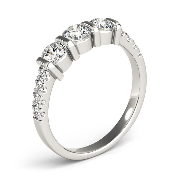 Round Three-Stone Diamond Engagement Ring · 0.96 ct tw