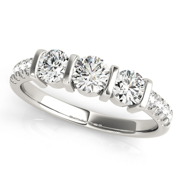 Round Three-Stone Diamond Engagement Ring · 0.96 ct tw