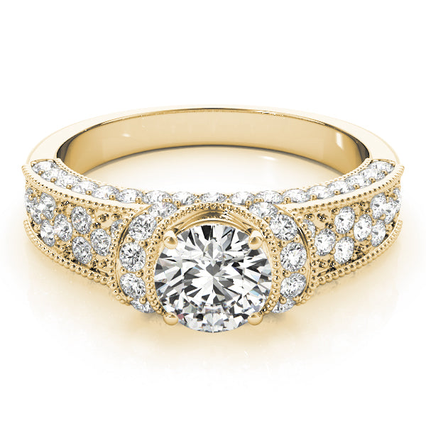 Round Pave Diamond Engagement Ring · 2.10 ct tw