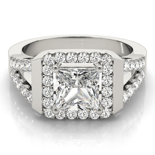 Square Halo & Cushion Diamond Engagement Ring · 0.50 ct tw