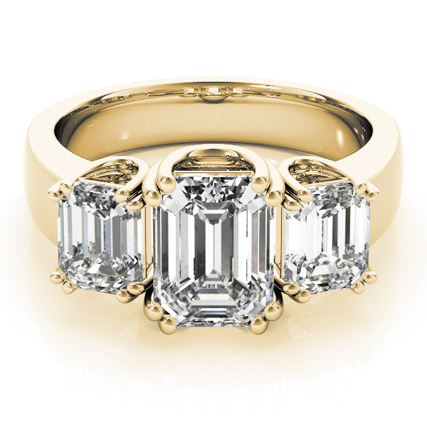 Emerald Three-Stone Diamond Engagement Ring · 3.20 ct tw