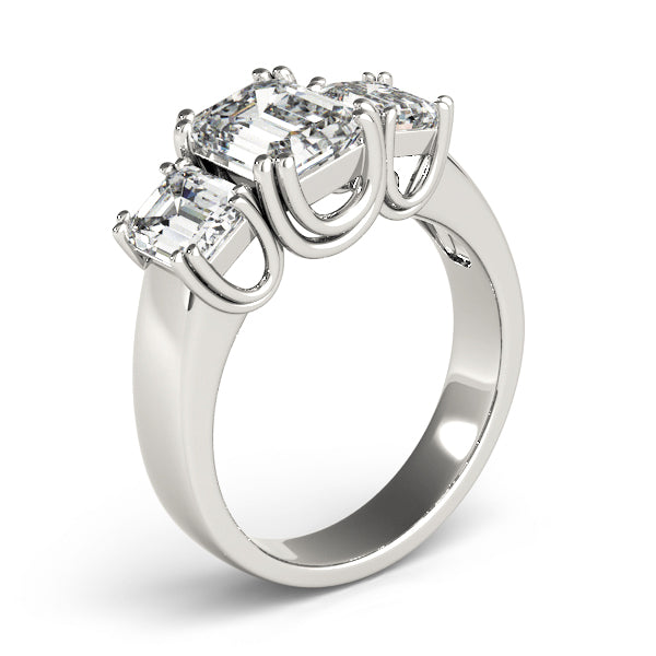 Emerald Three-Stone Diamond Engagement Ring · 3.20 ct tw