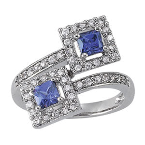 Square Princess & Cushion Gemstone Fashion Ring · 0.34 ct tw