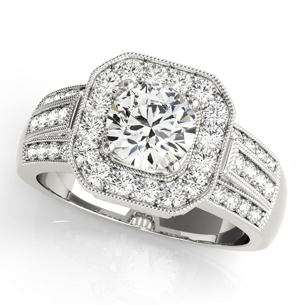 Round Halo Diamond Engagement Ring · 1.35 ct tw