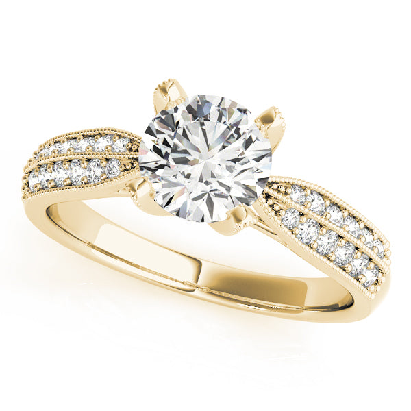 Round Pave Diamond Engagement Ring · 1.18 ct tw