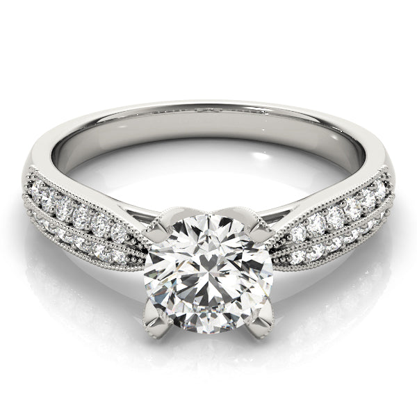 Round Pave Diamond Engagement Ring · 1.18 ct tw