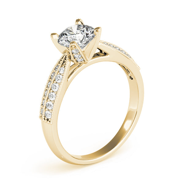 Round Pave Diamond Engagement Ring · 1.18 ct tw