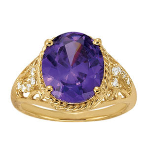 Oval Gemstone Fashion Ring · 0.10 ct tw
