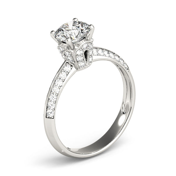Round Pave Diamond Engagement Ring · 1.39 ct tw