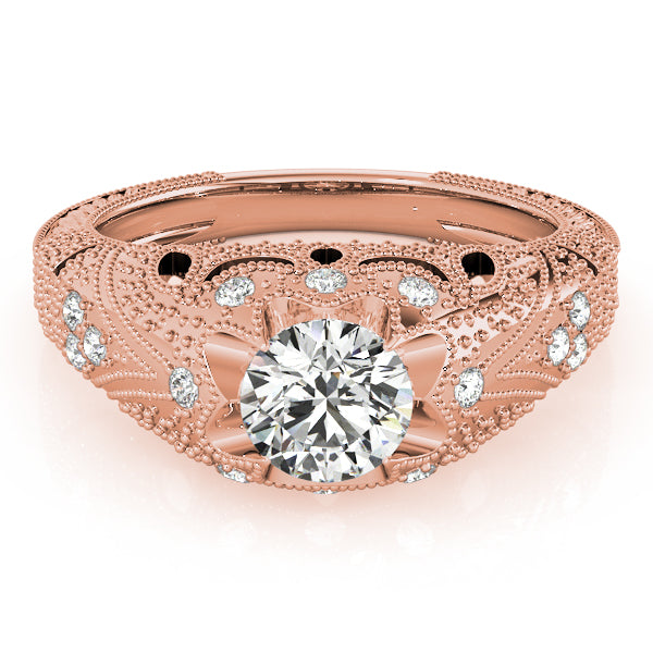 Round Antique Diamond Engagement Ring · 0.89 ct tw