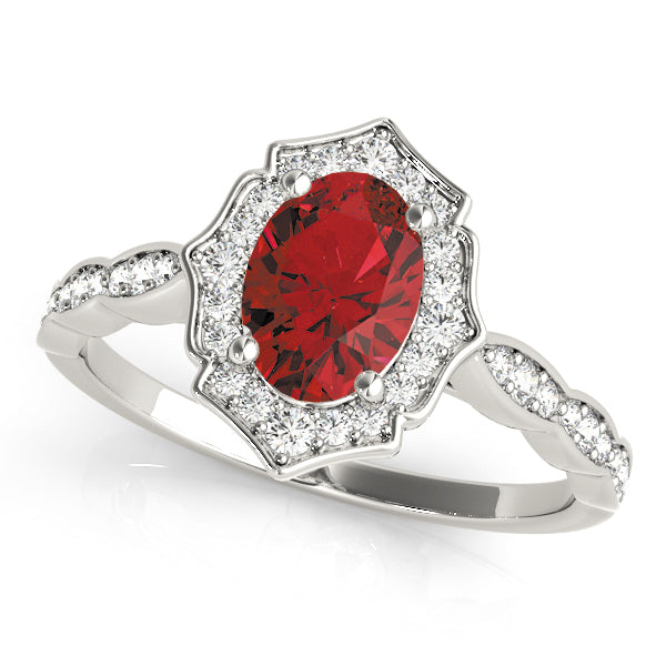 Oval Scalloped Halo Diamond Ring · 0.26 ct tw