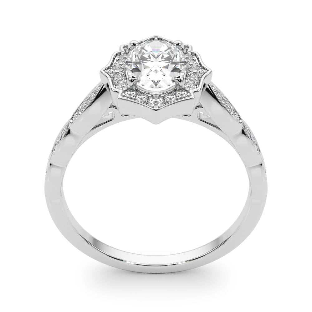 Oval Scalloped Halo Diamond Ring · 0.26 ct tw