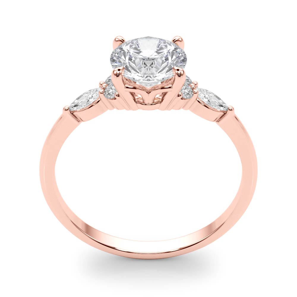 Round Three-Stone With Marquise Side Stones Diamond Ring · 0.96 ct tw