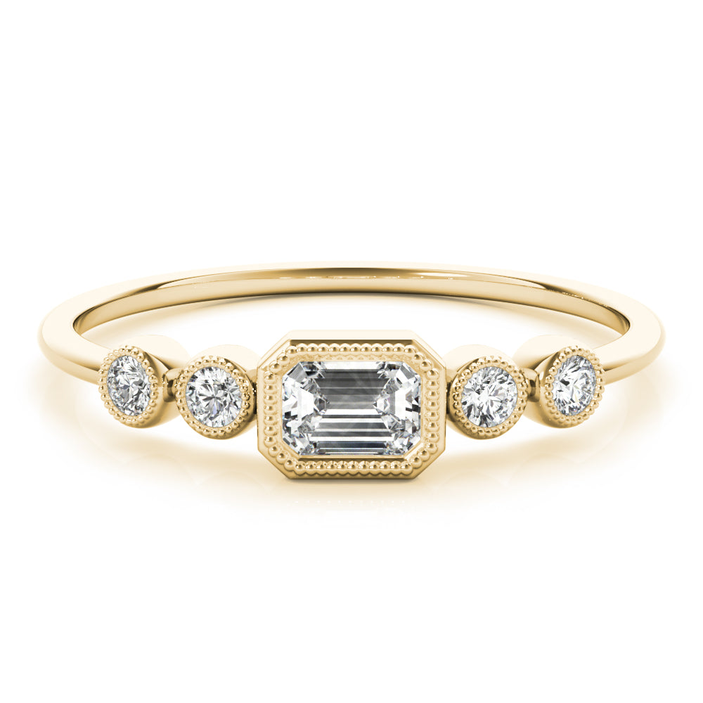 Emerald Five-Stone Cut Center Diamond Fashion Ring · 0.32 ct tw