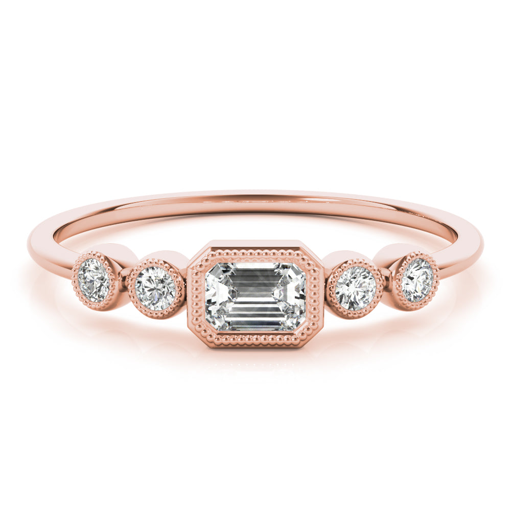 Emerald Five-Stone Cut Center Diamond Fashion Ring · 0.32 ct tw