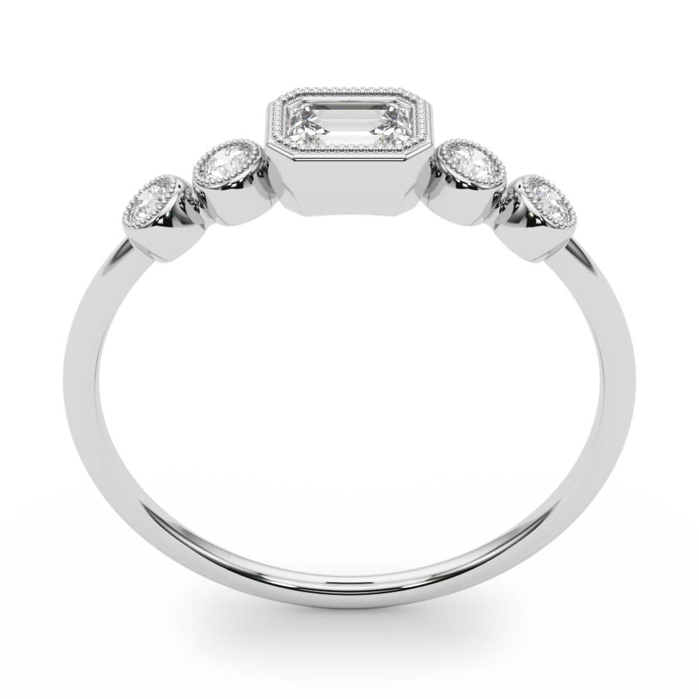 Emerald Five-Stone Cut Center Diamond Fashion Ring · 0.32 ct tw