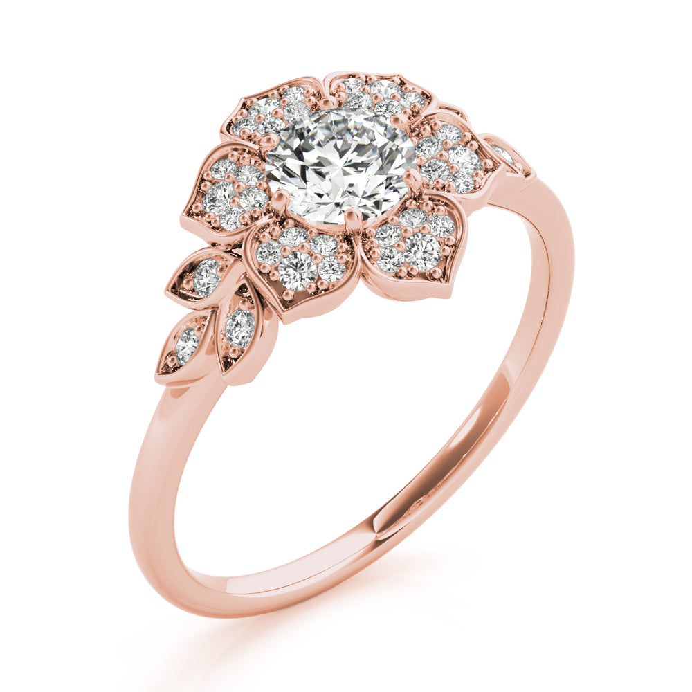 Round Flower Diamond Engagement Ring · 0.73 ct tw