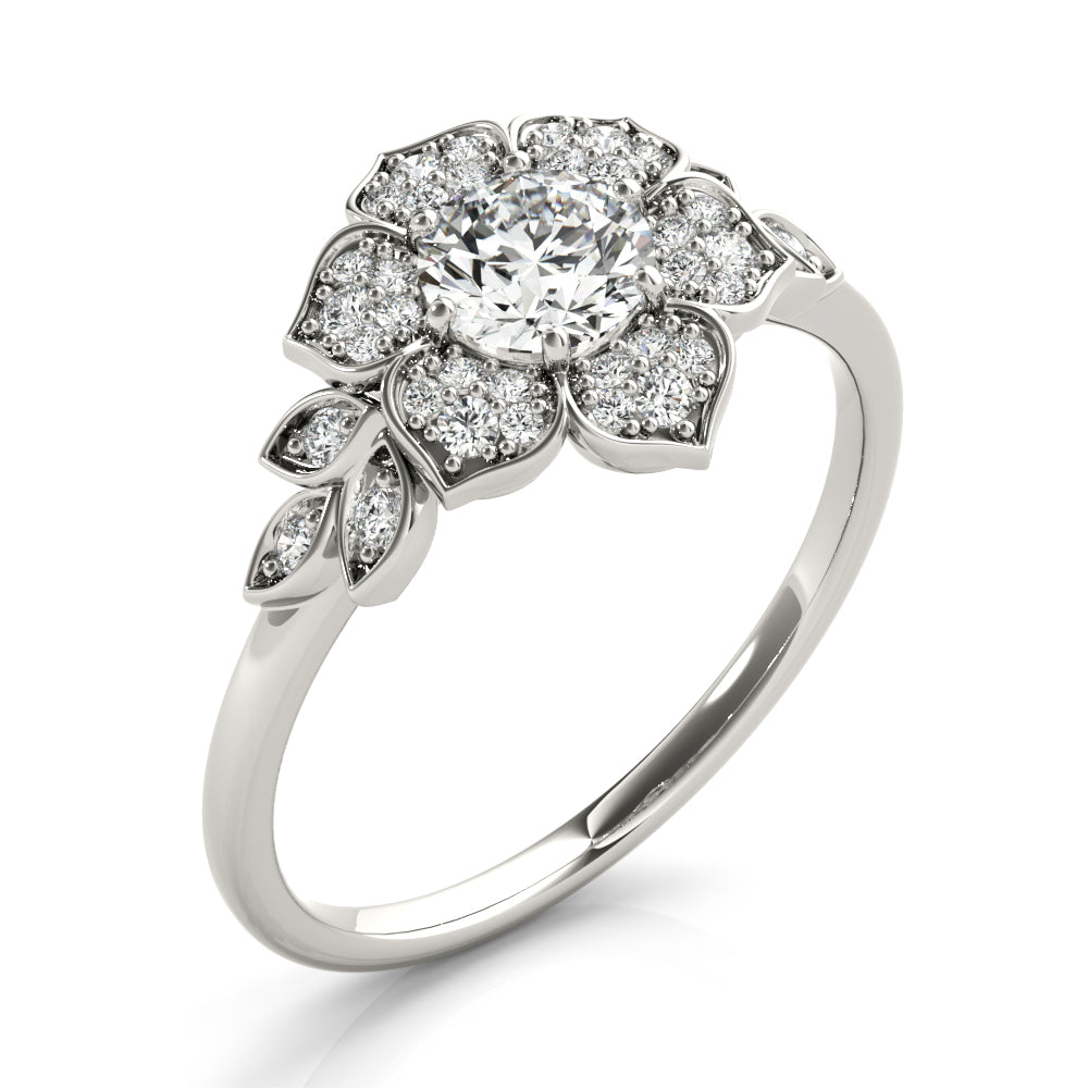 Round Flower Diamond Engagement Ring · 0.73 ct tw