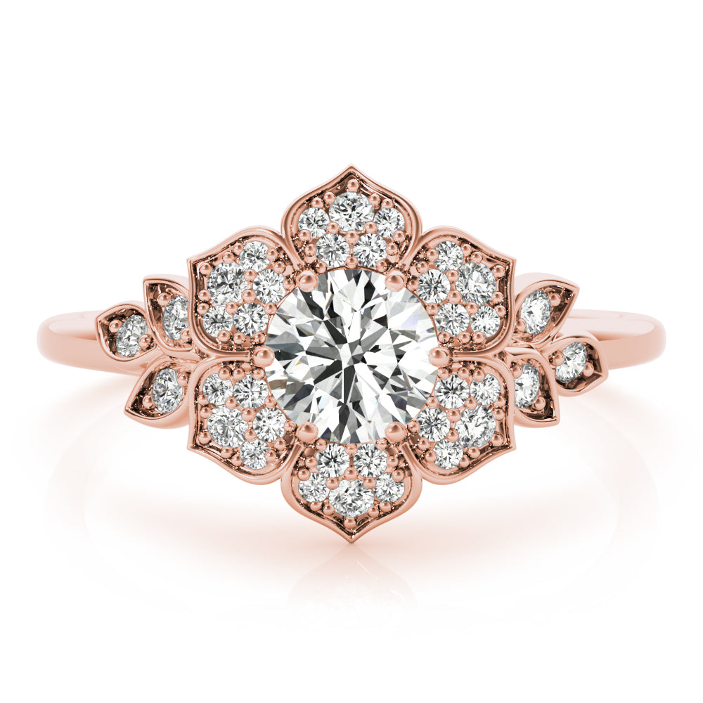 Round Flower Diamond Engagement Ring · 0.73 ct tw