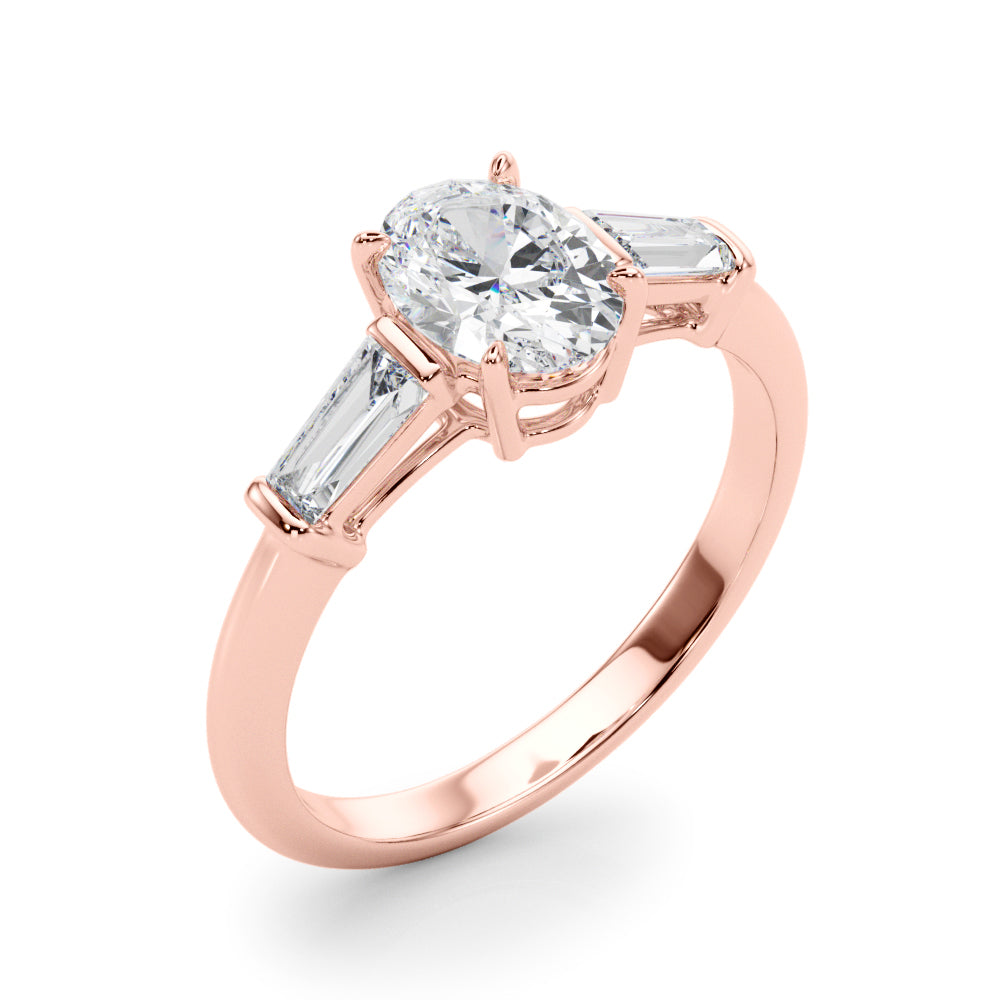 Oval Three-Stone Center Taper Diamond Engagement Ring · 0.46 ct tw