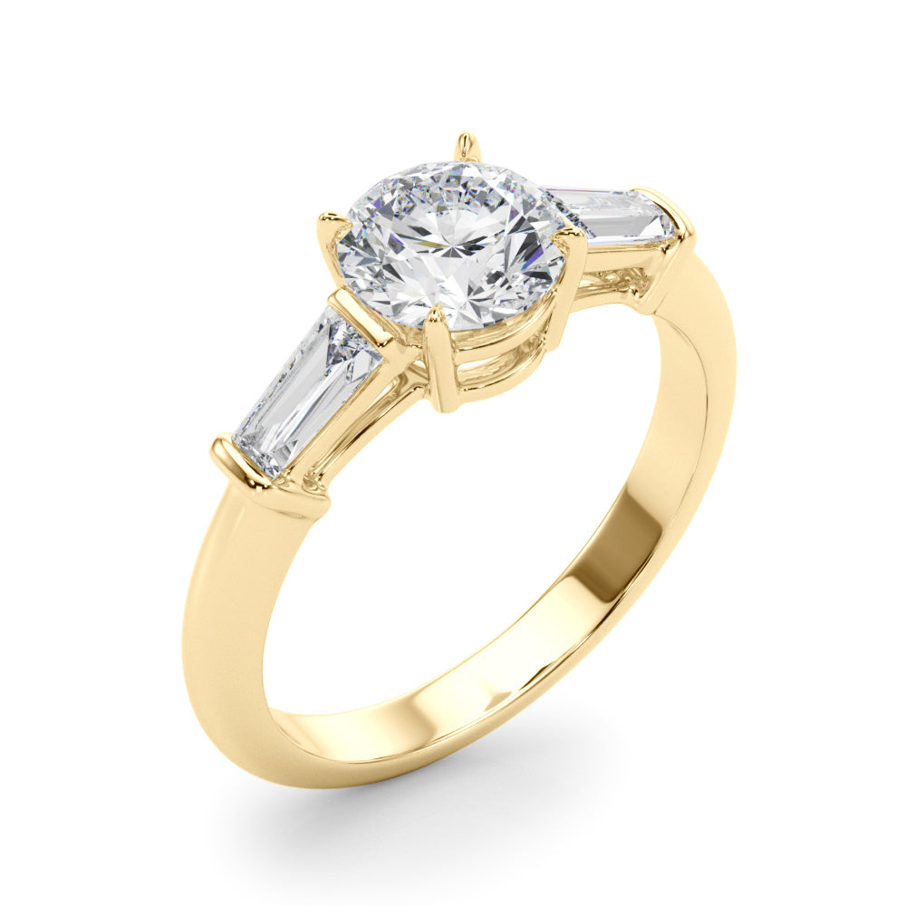 Round Three-Stone Center Taper Baguette Diamond Ring · 1.46 ct tw