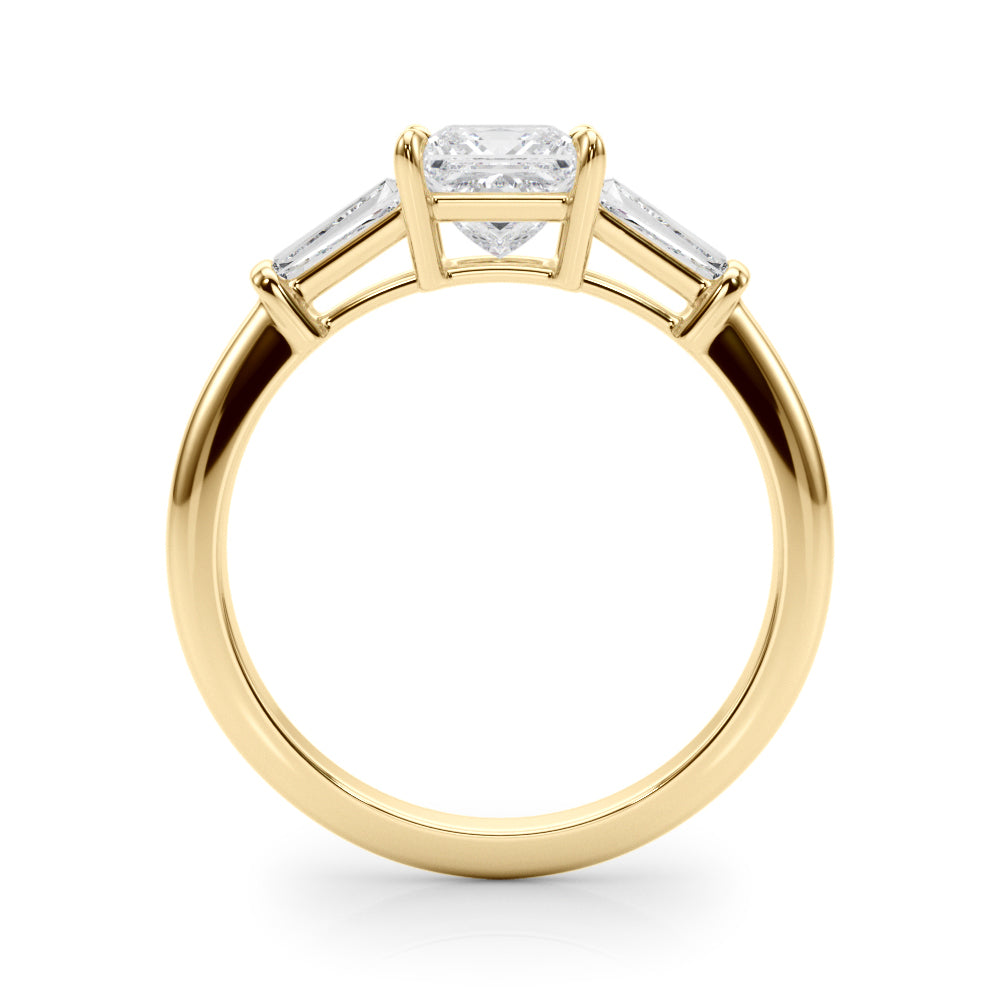 Square Three-Stone Center Taper Bagutte Diamond Ring · 2.96 ct tw