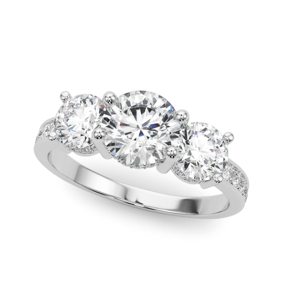 Round Three-Stone Hidden Halo Diamond Engagement Ring · 2.24 ct tw